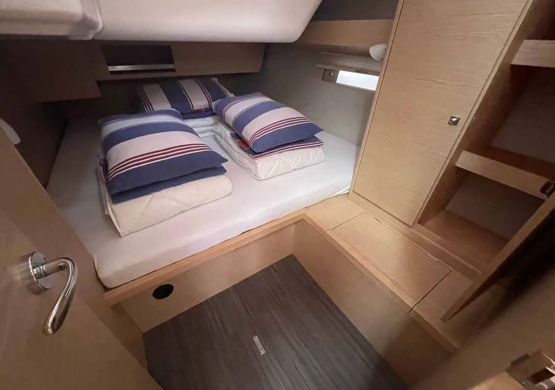 Cabin on Karla, a Dufour 430 sailboat at Split, Croatia