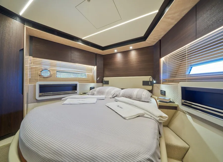 Cabin on Relax of Croatia, a Azimut 72 Fly motor yacht at Općina Sukošan, Croatia