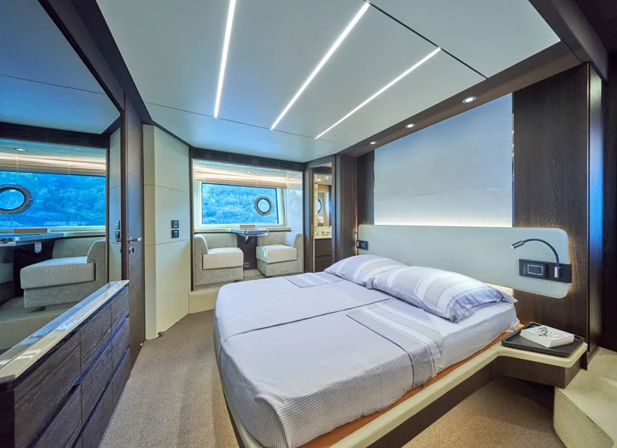 Cabin on Relax of Croatia, a Azimut 72 Fly motor yacht at Općina Sukošan, Croatia