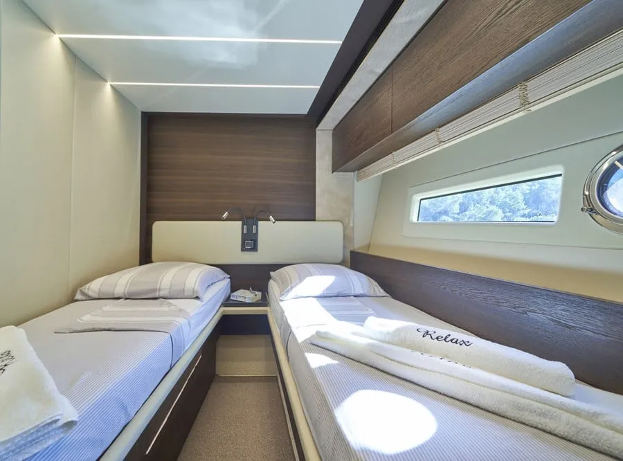 Cabin on Relax of Croatia, a Azimut 72 Fly motor yacht at Općina Sukošan, Croatia