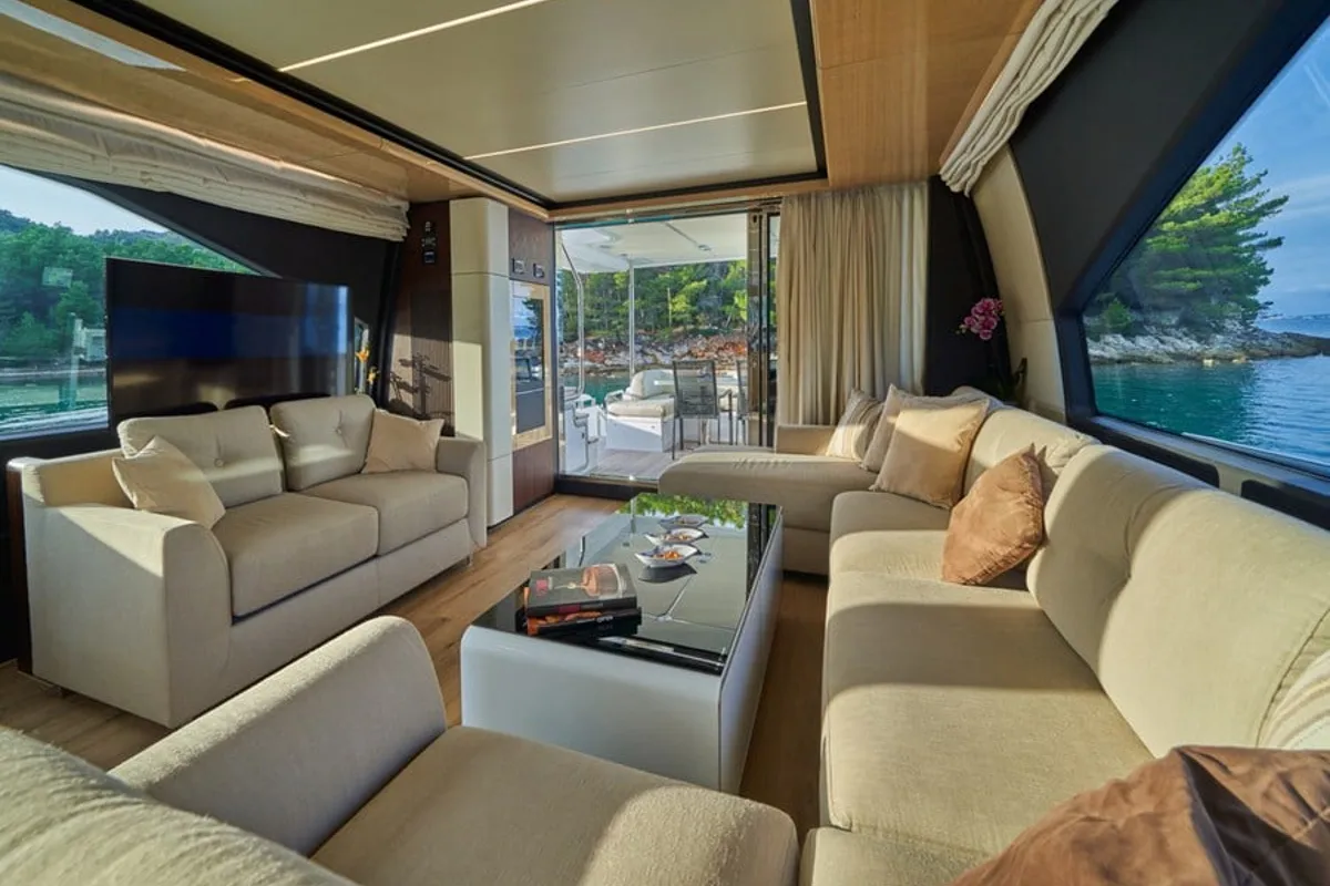 Salon of Relax of Croatia, a Azimut 72 Fly motor yacht at Općina Sukošan, Croatia