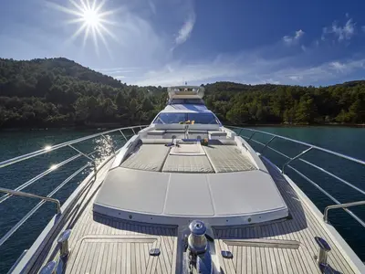 Deck of Relax of Croatia, a Azimut 72 Fly motor yacht at Općina Sukošan, Croatia