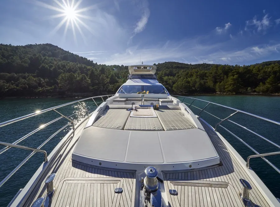 Deck of Relax of Croatia, a Azimut 72 Fly motor yacht at Općina Sukošan, Croatia