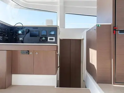Cockpit of Kos 42.6, a Bali 4.2 catamaran at Sipias Municipal Unit, Greece