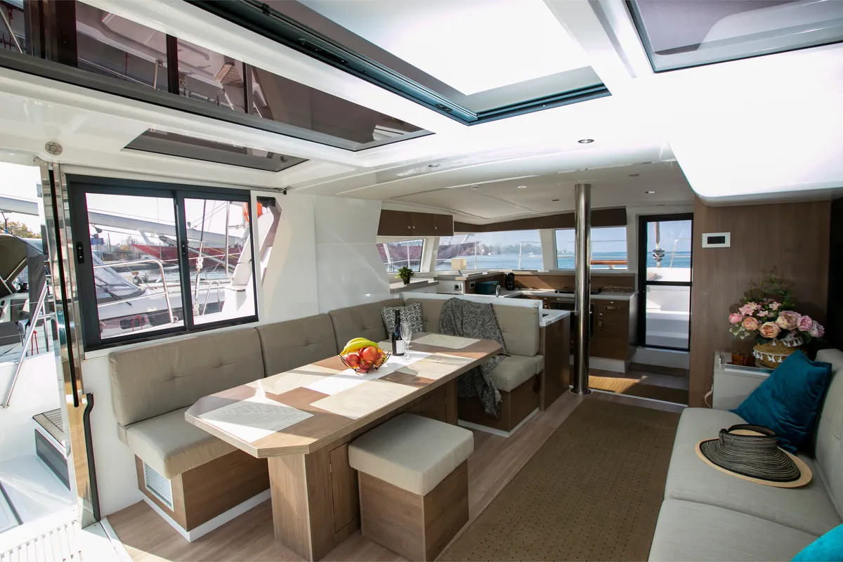 Salon of Kos 42.6, a Bali 4.2 catamaran at Sipias Municipal Unit, Greece