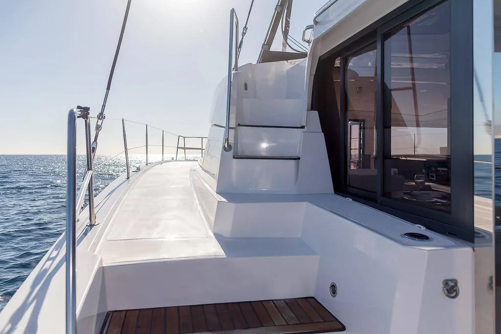 Deck of Kos 42.6, a Bali 4.2 catamaran at Sipias Municipal Unit, Greece