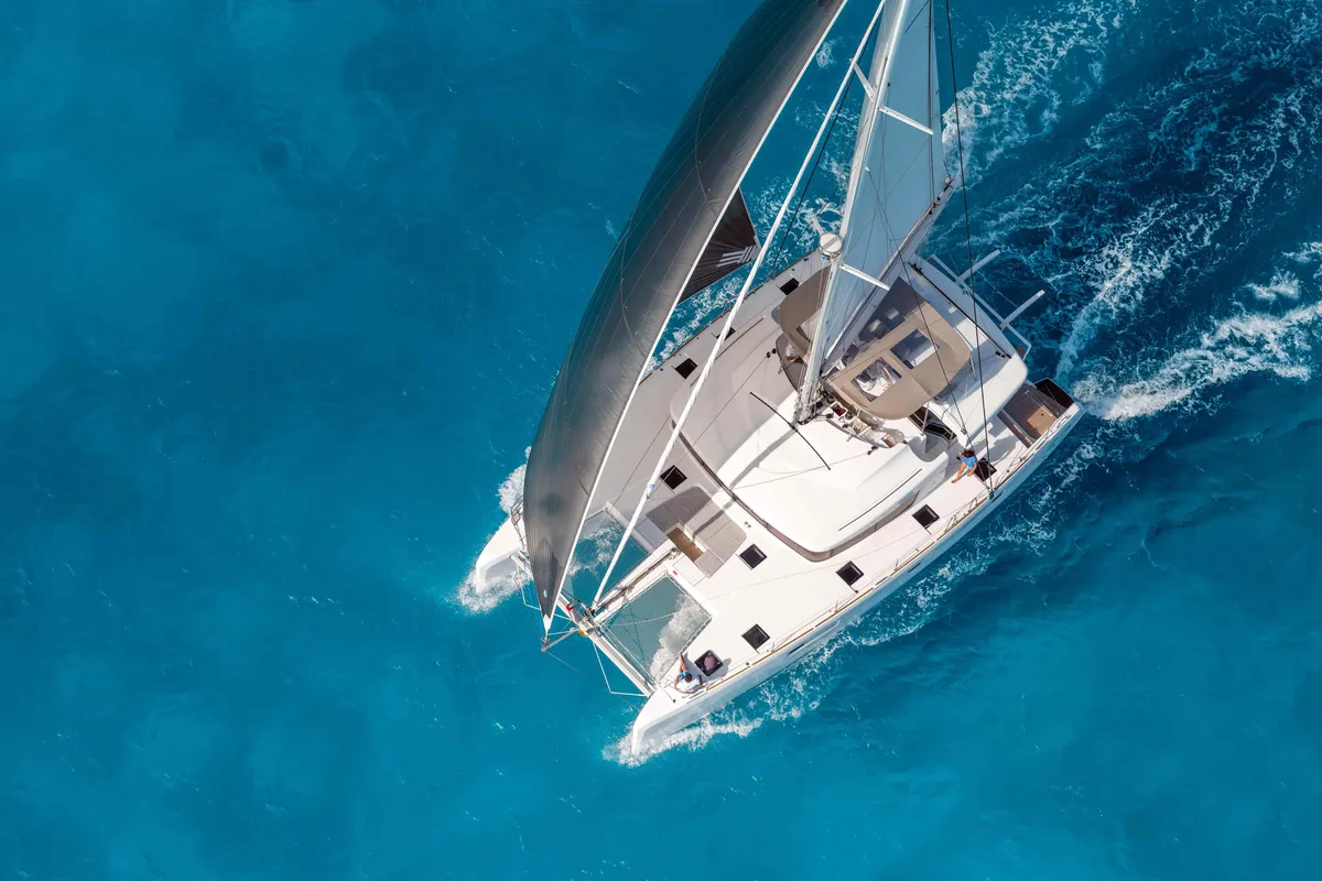 Exterior view of Lagoon 52 F, a catamaran at Medulin, Croatia