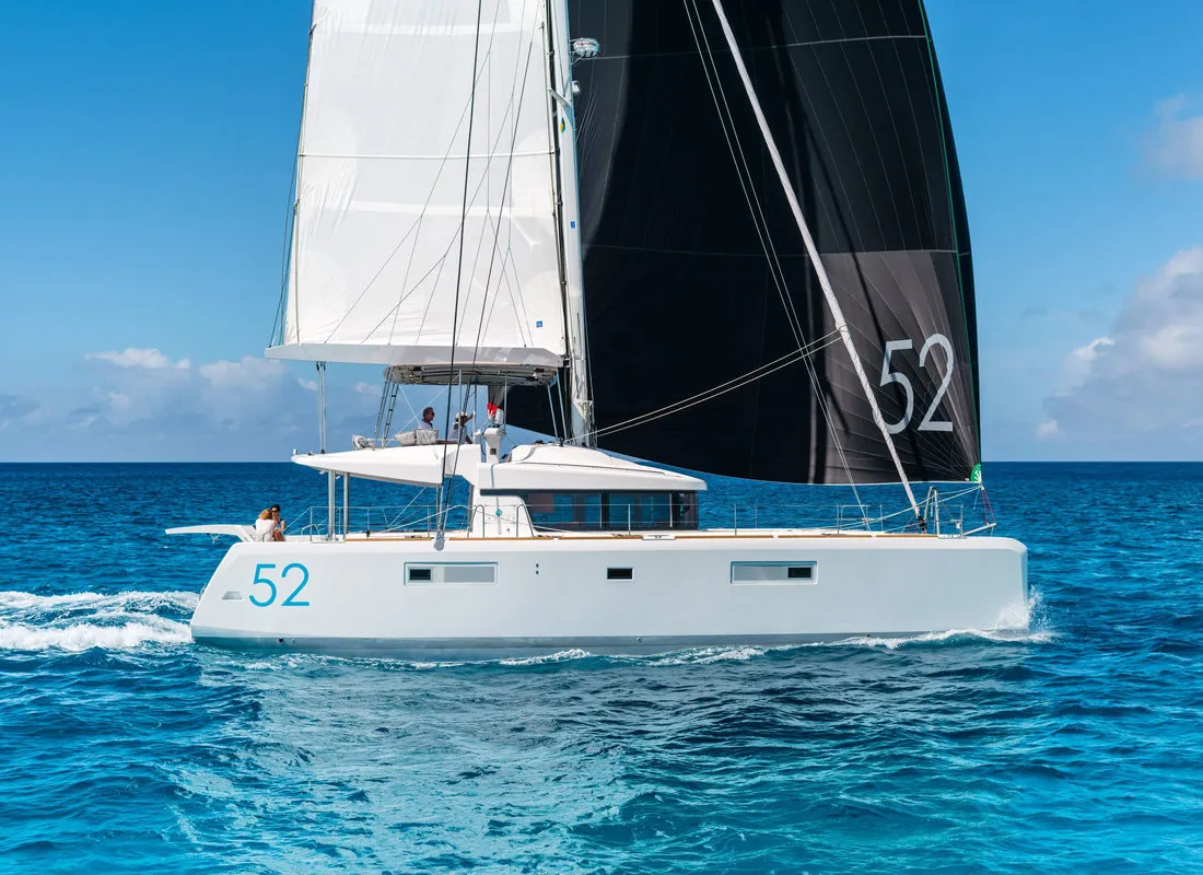 Exterior view of Lagoon 52 F, a catamaran at Medulin, Croatia