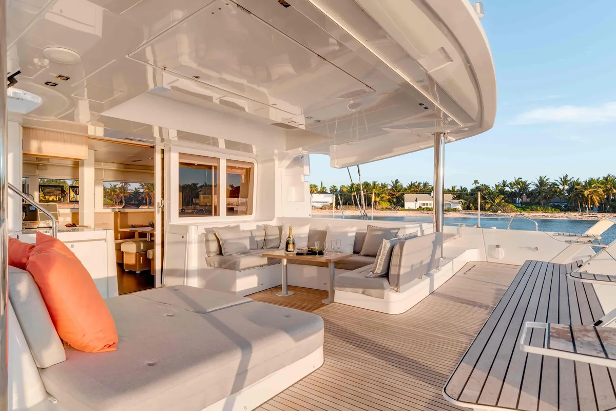 Deck of Lagoon 52 F, a catamaran at Medulin, Croatia