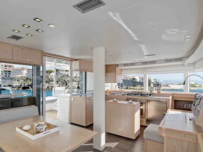 Galley of Lagoon 52 F, a catamaran at Medulin, Croatia