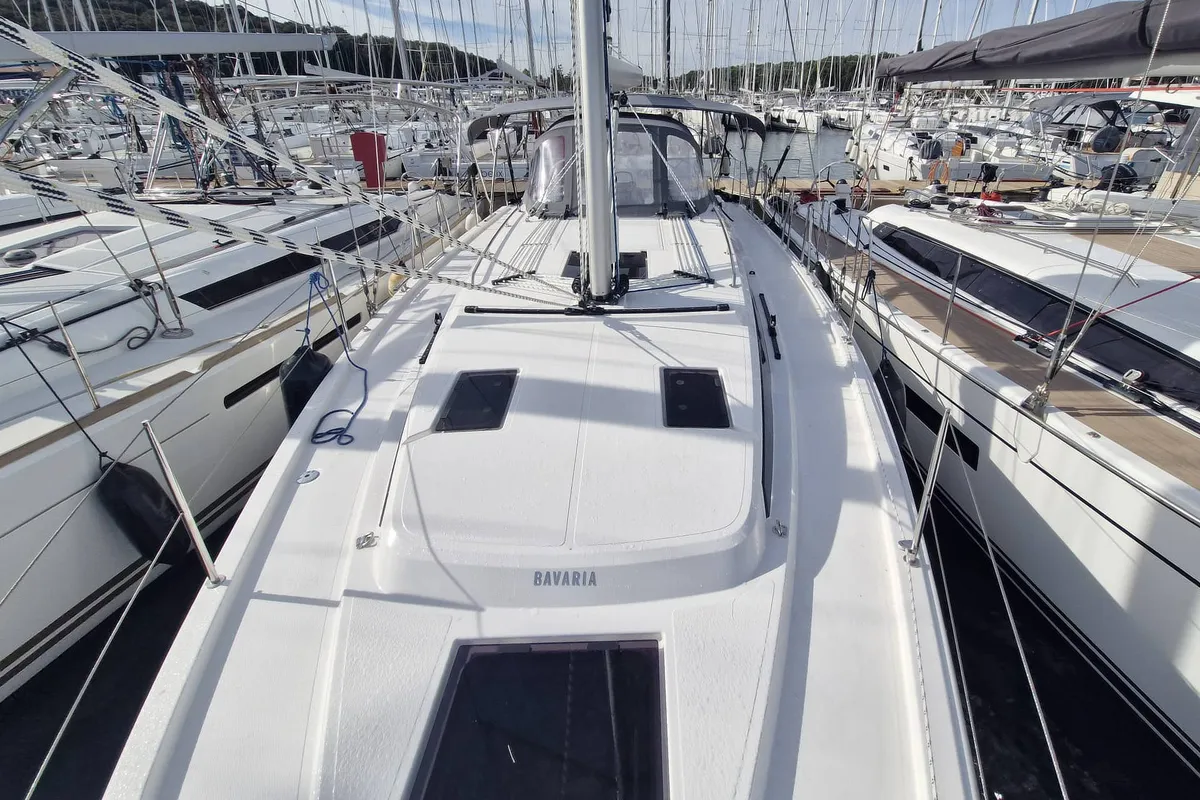 Deck of Williams, a Bavaria C38 sailboat at Grad Pula, Croatia