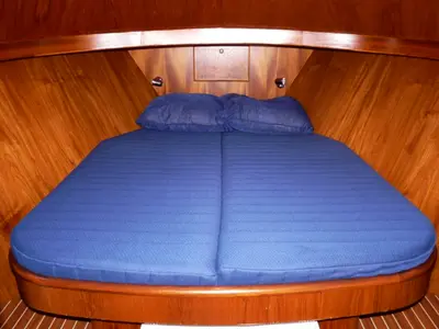 Cabin on Drait 107, a De Drait Bravoure 40 motorboat at Drachten, Netherlands
