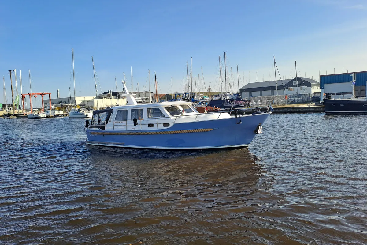 Exterior view of Drait 107, a De Drait Bravoure 40 motorboat at Drachten, Netherlands