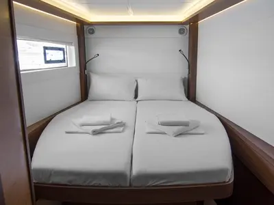 Cabin on Golden Promise , a Lagoon 46 catamaran at Athens, Greece
