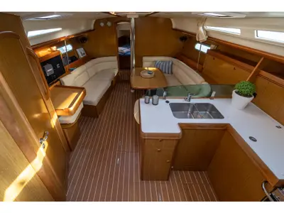 Galley of Mesogeios, a Jeanneau Sun Odyssey 42 i sailboat at Kavala, Greece