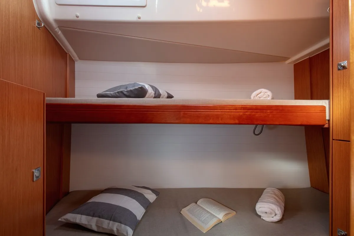 Cabin on Lui, a Bavaria Cruiser 51 sailboat at Split, Croatia