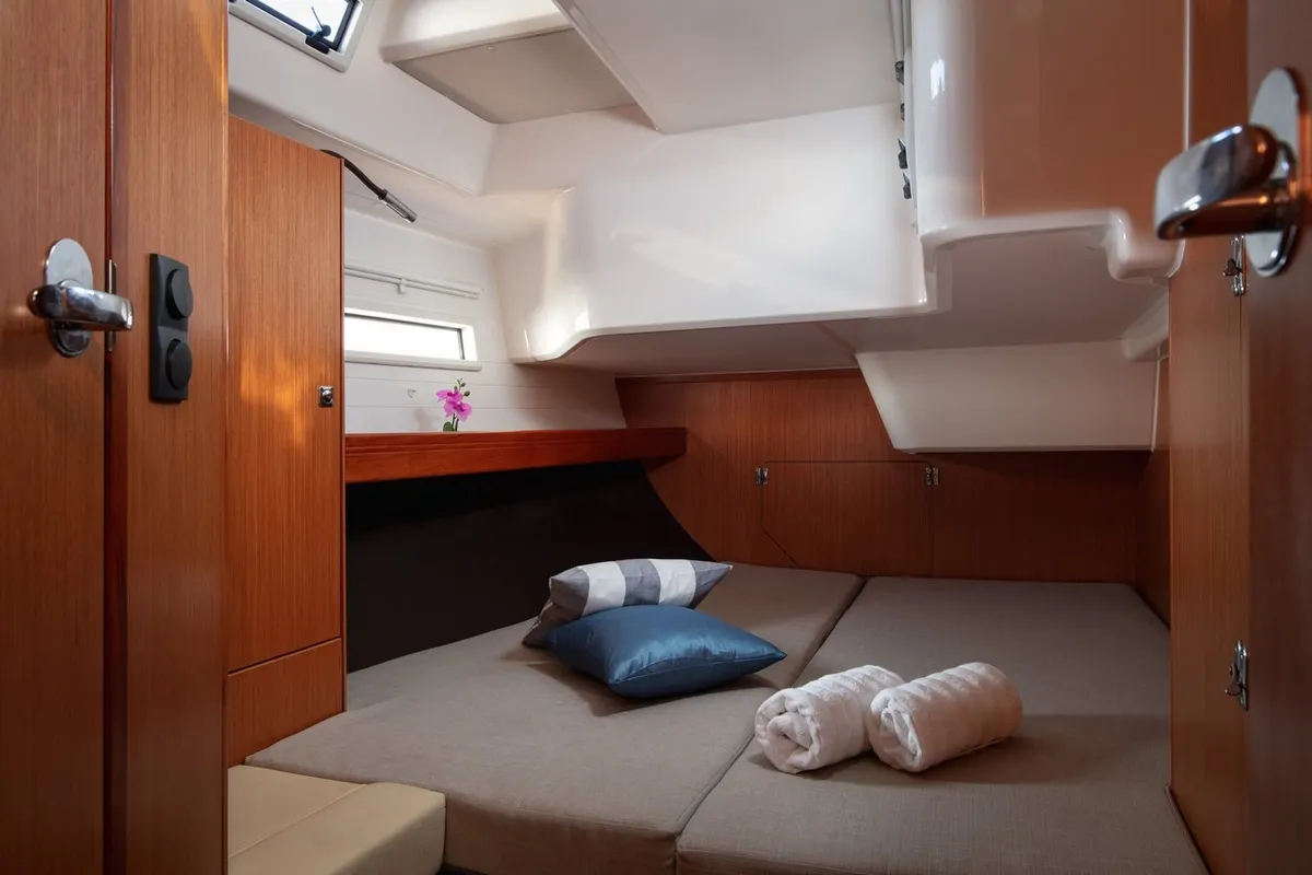 Cabin on Lui, a Bavaria Cruiser 51 sailboat at Split, Croatia