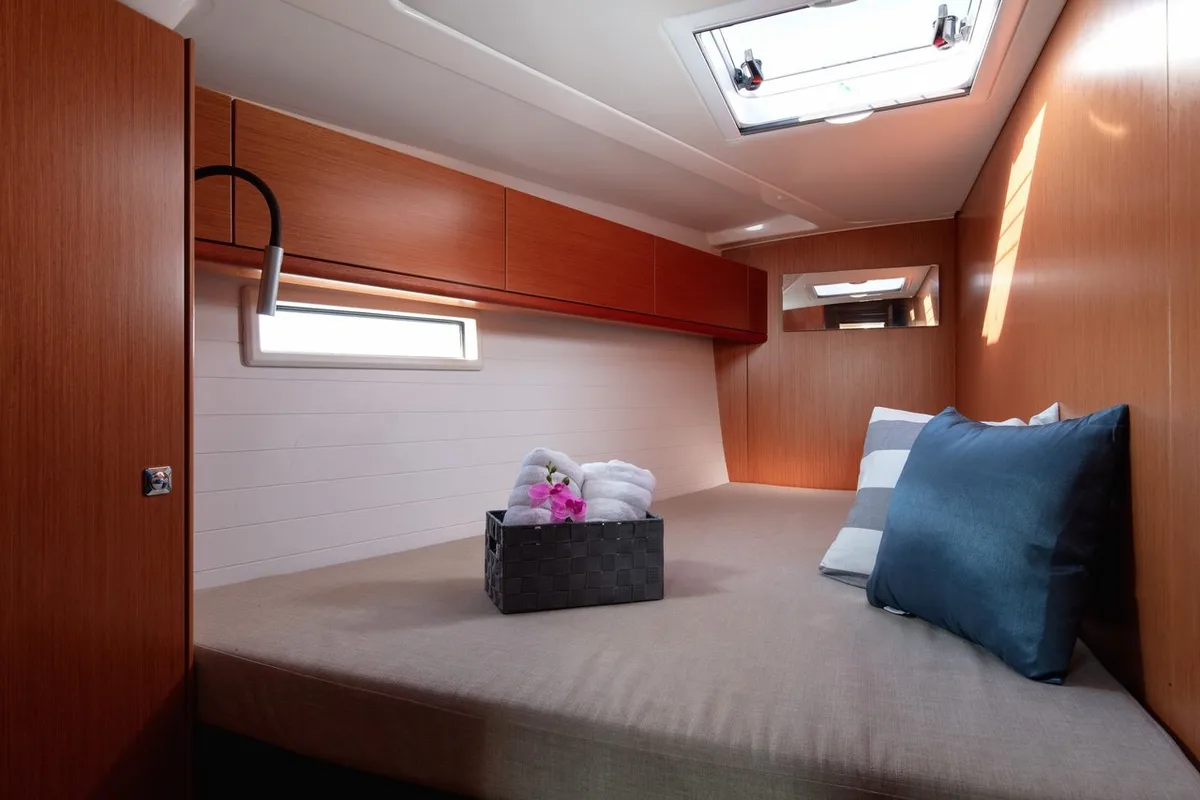Cabin on Lui, a Bavaria Cruiser 51 sailboat at Split, Croatia