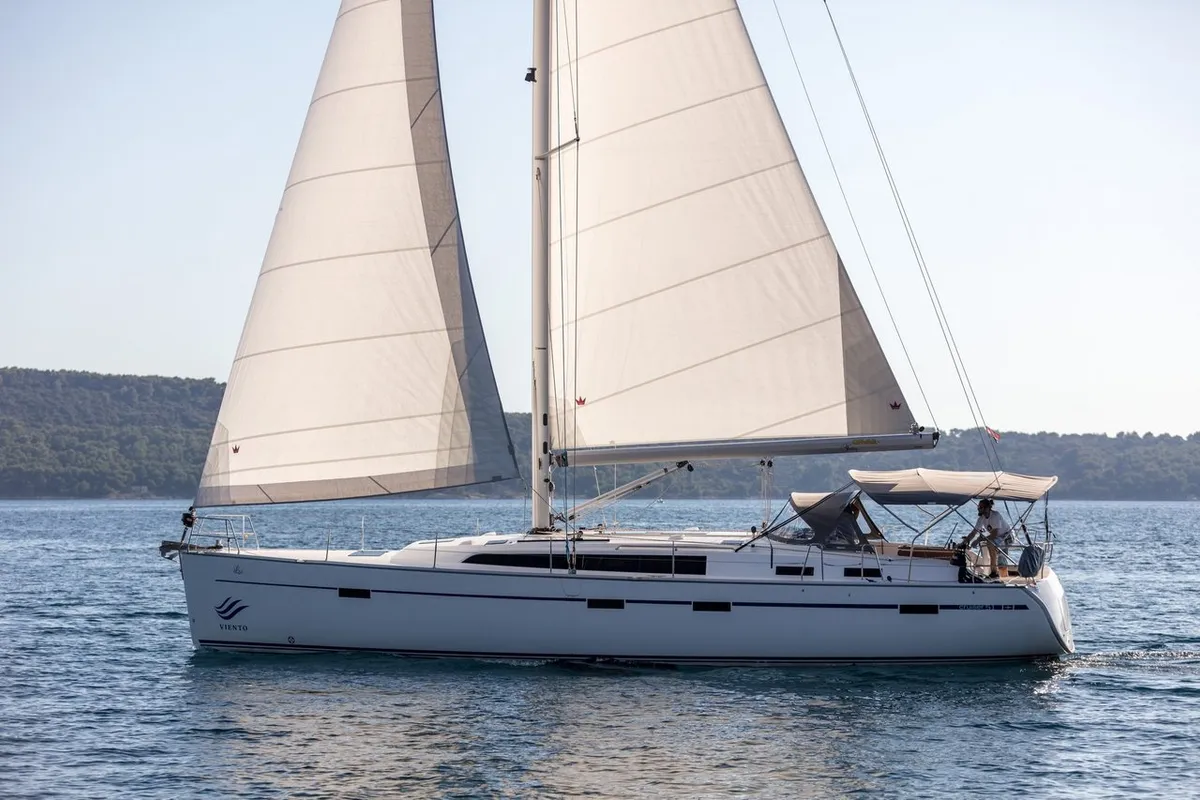 Exterior view of Lui, a Bavaria Cruiser 51 sailboat at Split, Croatia