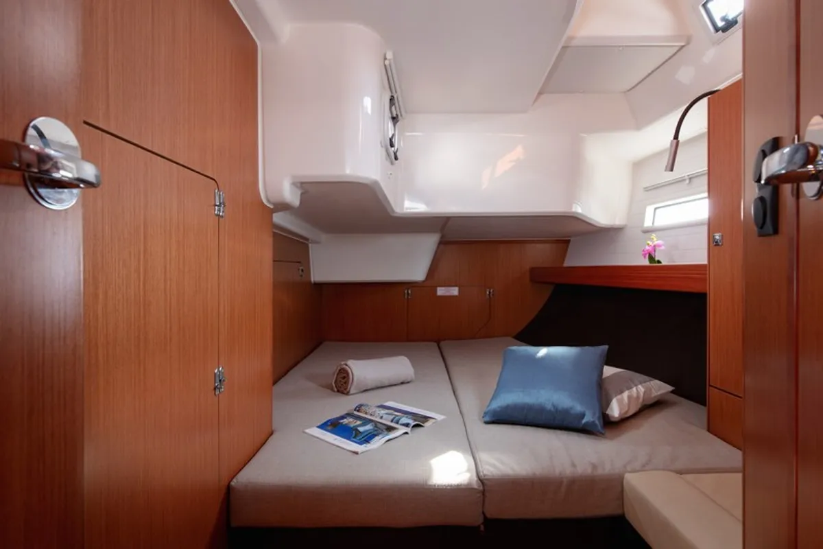 Cabin on Lui, a Bavaria Cruiser 51 sailboat at Split, Croatia