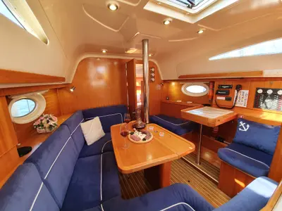 Salon of Vita I, a Elan 344 Impression sailboat at Jezera, Croatia