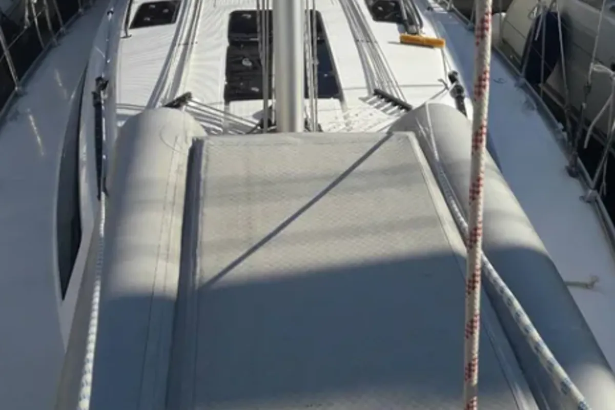 Deck of John K, a Bavaria Cruiser 37 sailboat at Municipal Unit of Lefkada, Greece