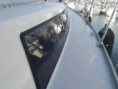 Deck of John K, a Bavaria Cruiser 37 sailboat at Municipal Unit of Lefkada, Greece