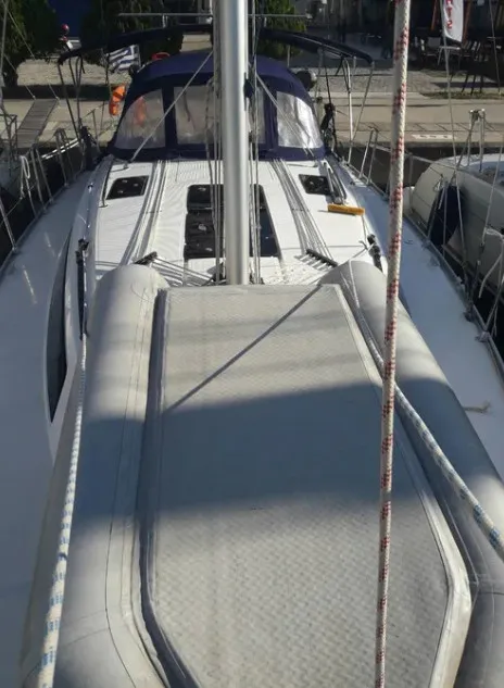 Deck of John K, a Bavaria Cruiser 37 sailboat at Municipal Unit of Lefkada, Greece