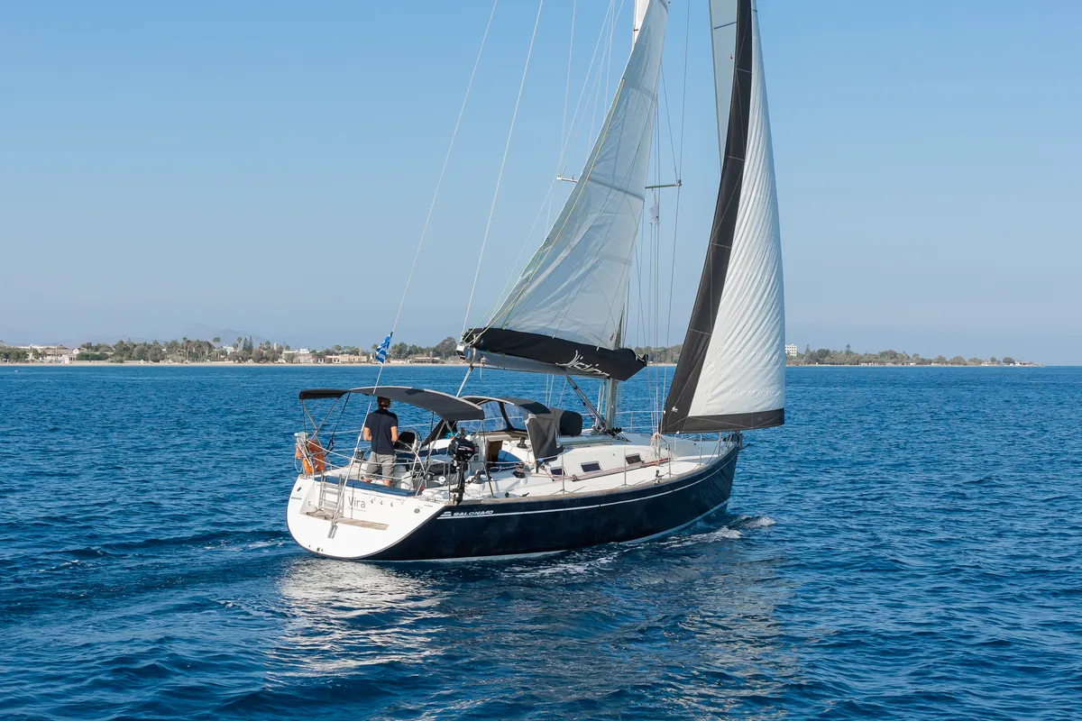 Exterior view of Vira, a AD Boats Salona 40 sailboat at Kos, Greece