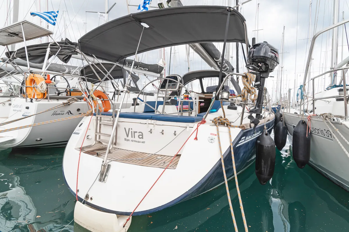 Exterior view of Vira, a AD Boats Salona 40 sailboat at Kos, Greece