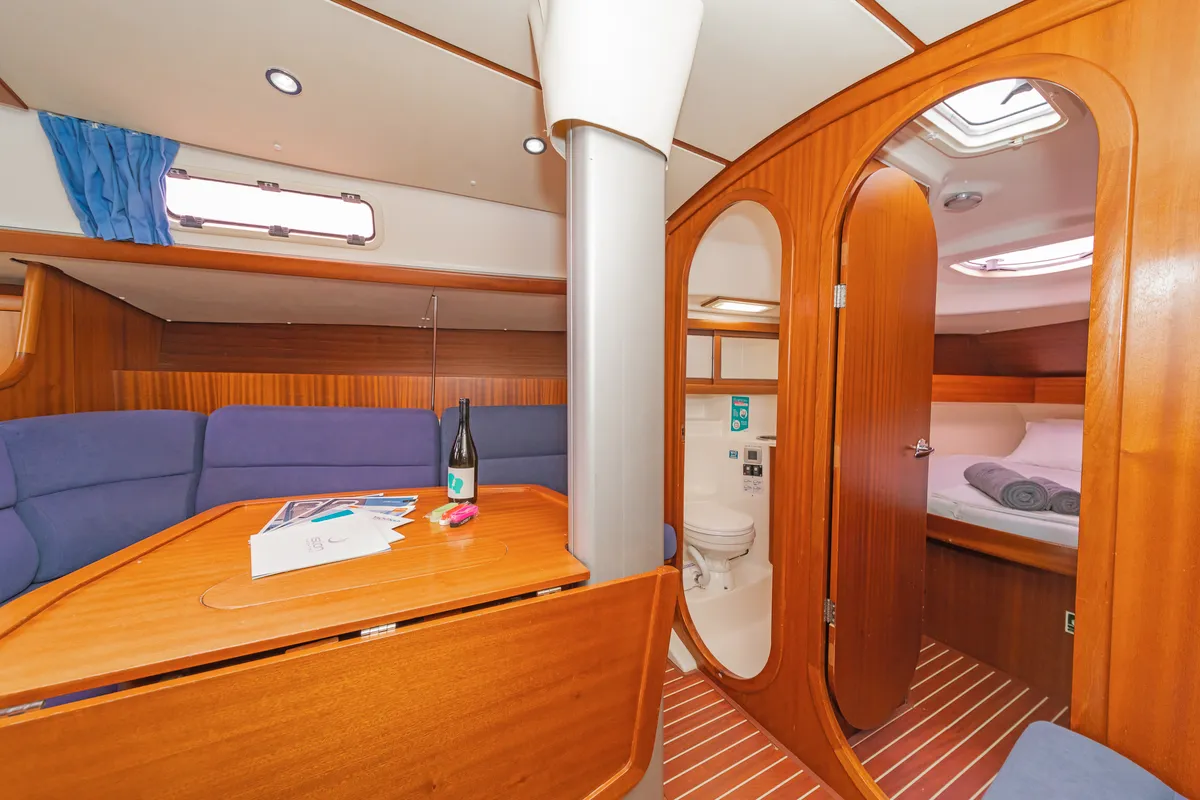 Salon of Vira, a AD Boats Salona 40 sailboat at Kos, Greece