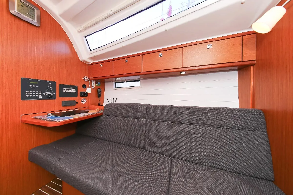 Salon of Malo Angeline, a Bavaria Cruiser 37 sailboat at Punat, Croatia