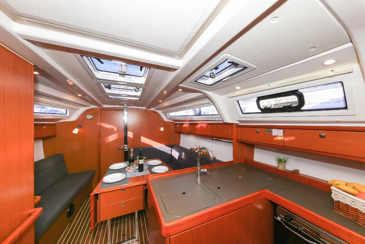 Galley of Malo Angeline, a Bavaria Cruiser 37 sailboat at Punat, Croatia