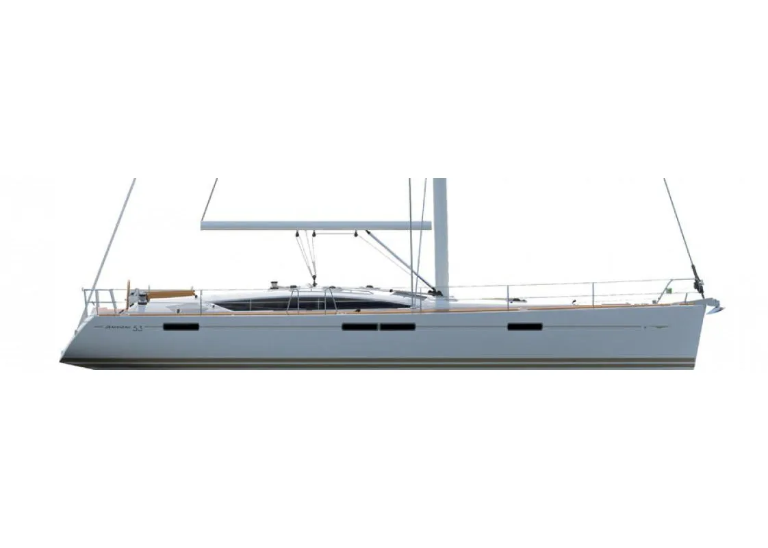 Exterior view of Christianna 12, a Jeanneau 53 sailboat at Athens, Greece