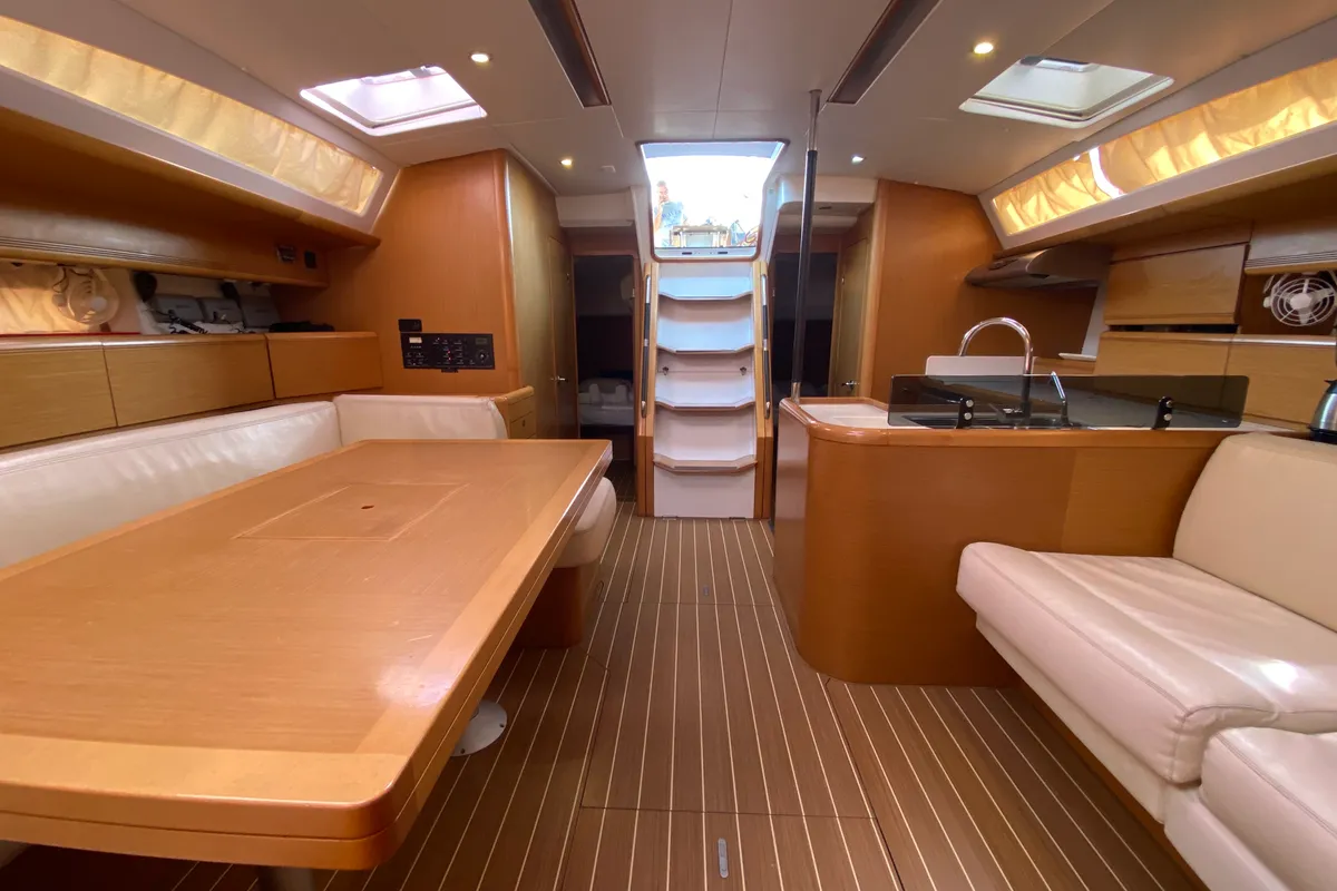 Salon of Christianna 12, a Jeanneau 53 sailboat at Athens, Greece