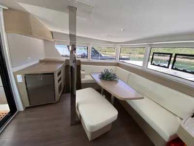 Salon of Cetus, a Lagoon 42 catamaran at Tonnarella, Italy