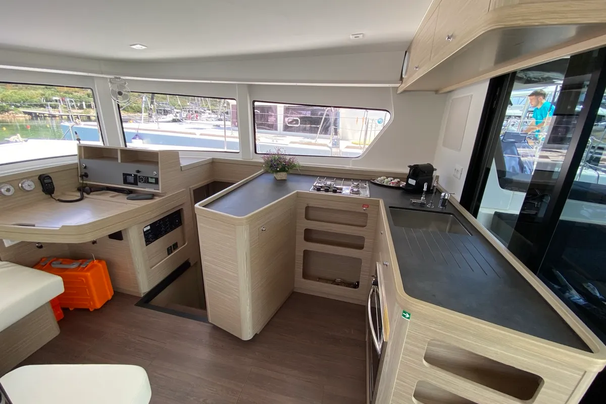 Galley of Cetus, a Lagoon 42 catamaran at Tonnarella, Italy