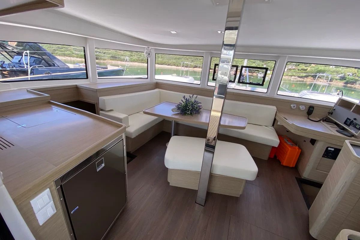 Salon of Cetus, a Lagoon 42 catamaran at Tonnarella, Italy