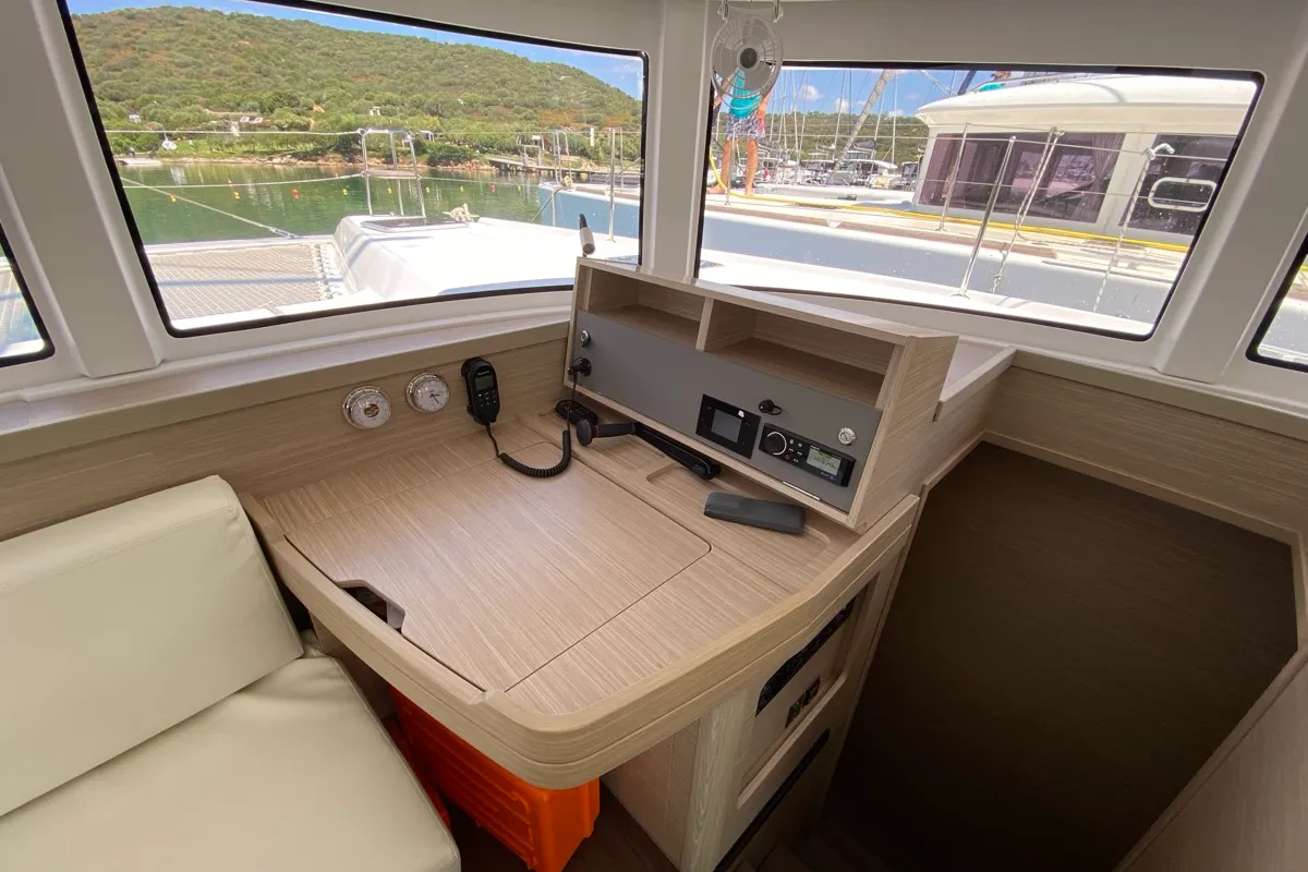 Salon of Cetus, a Lagoon 42 catamaran at Tonnarella, Italy