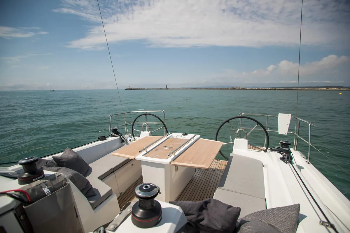 Cockpit of Naomi, a Beneteau Oceanis 40.1 sailboat at Primošten, Croatia