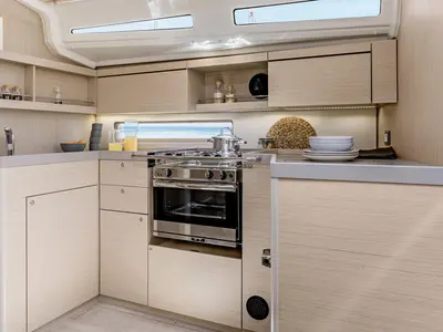 Galley of Naomi, a Beneteau Oceanis 40.1 sailboat at Primošten, Croatia