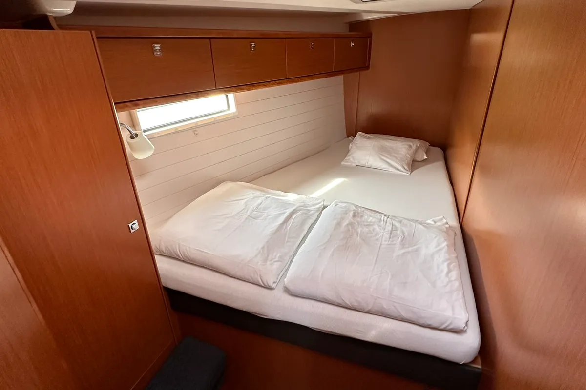 Cabin on Zoilo, a Bavaria Cruiser 51 sailboat at Sukošan, Croatia