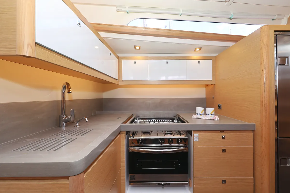 Galley of Anthea, a Dufour 470 sailboat at Grad Trogir, Croatia