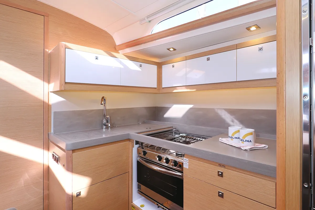 Galley of Anthea, a Dufour 470 sailboat at Grad Trogir, Croatia