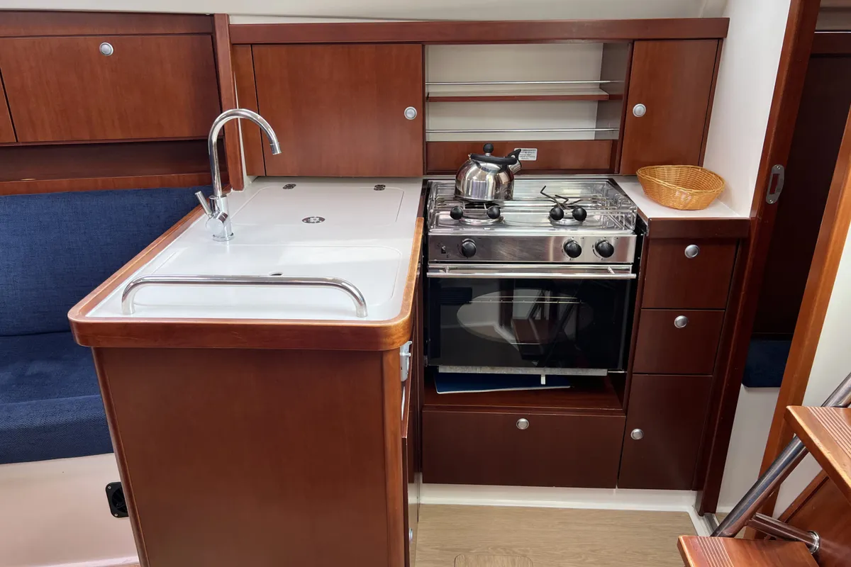 Galley of Blomquist, a Hanse 320 sailboat at Heiligenhafen, Germany