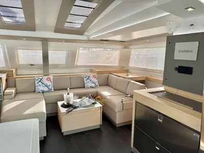 Cabin on Morskie Oko, a Fountaine Pajot Elba 45 catamaran at Road Town, British Virgin Islands