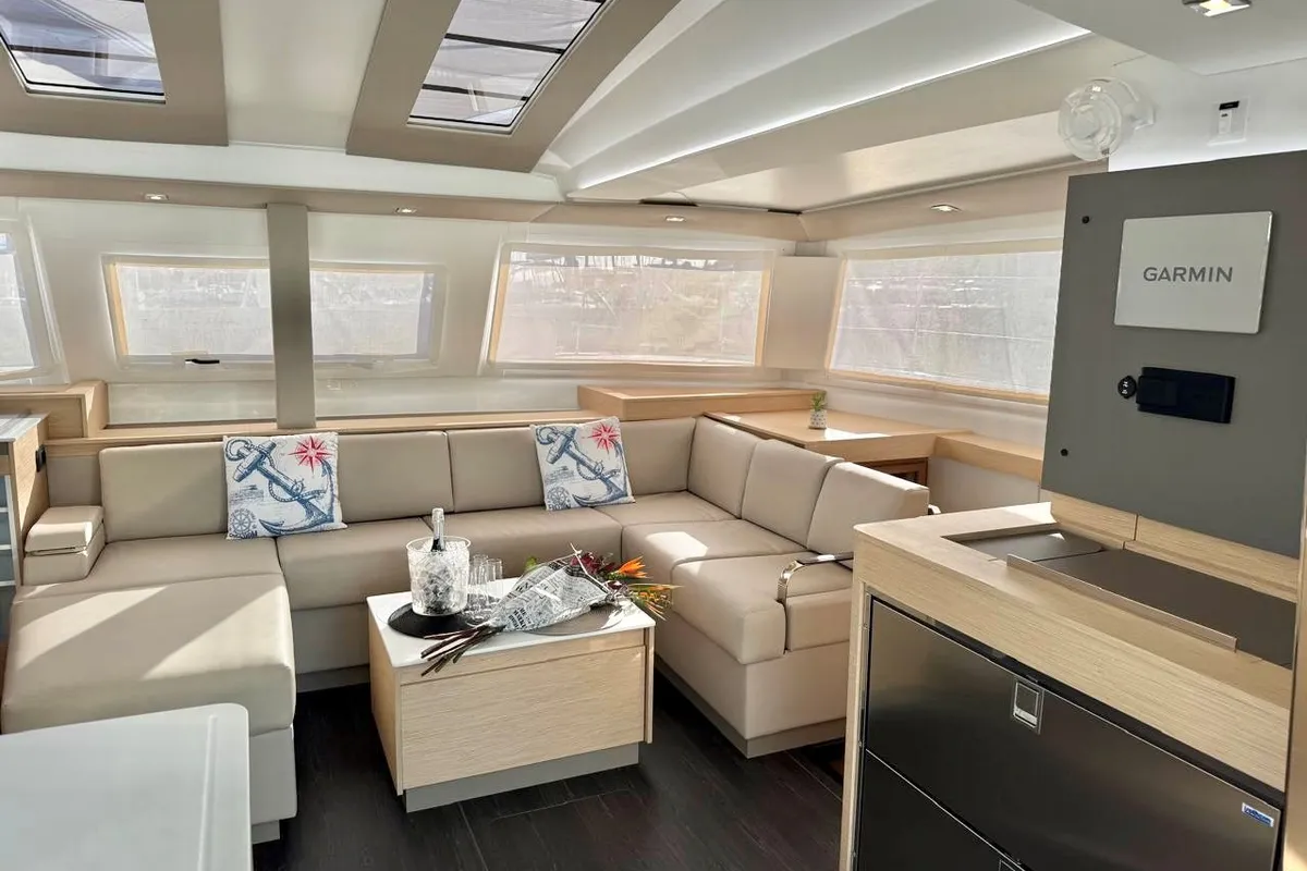 Cabin on Morskie Oko, a Fountaine Pajot Elba 45 catamaran at Road Town, British Virgin Islands