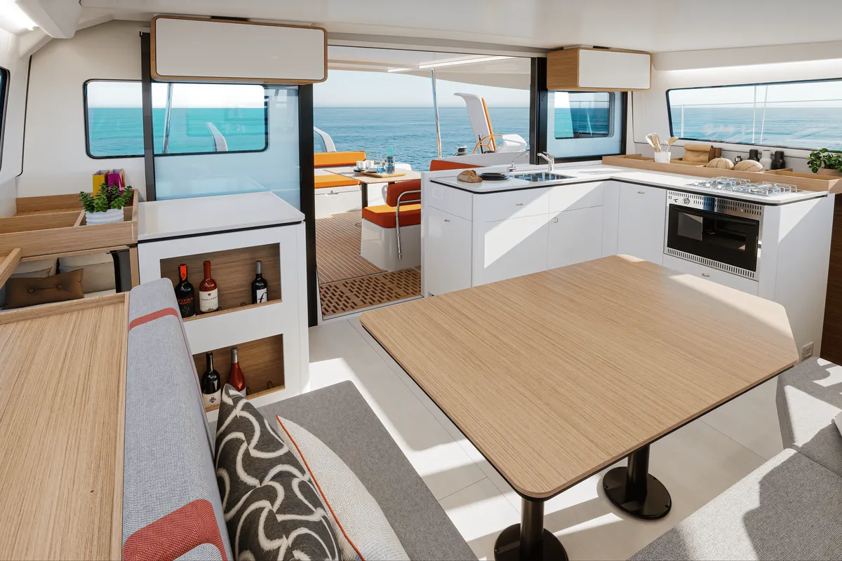 Galley of First Kiss, a Excess 13 catamaran at Dubrovnik, Croatia