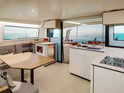 Galley of First Kiss, a Excess 13 catamaran at Dubrovnik, Croatia