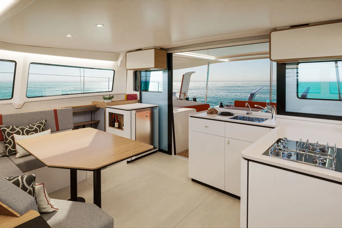 Galley of First Kiss, a Excess 13 catamaran at Dubrovnik, Croatia